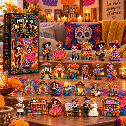 🕯️ Día de los Muertos Countdown 2026 – 24-Day Village Calendar with 24 Unique Miniature Collectibles