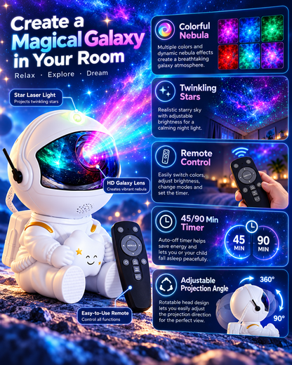 ✨360° Adjustable Astronaut Galaxy Projector, Nebula Starry Sky Night Lamp