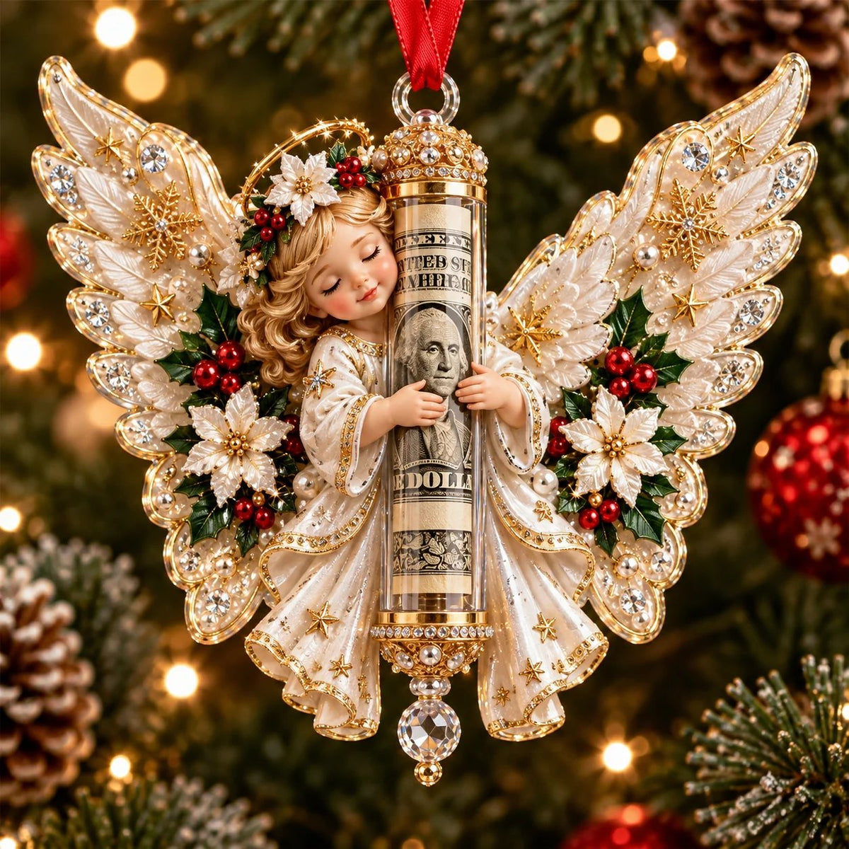3D Angel Christmas Cash Gift Ornament – 6 Keepsake Designs