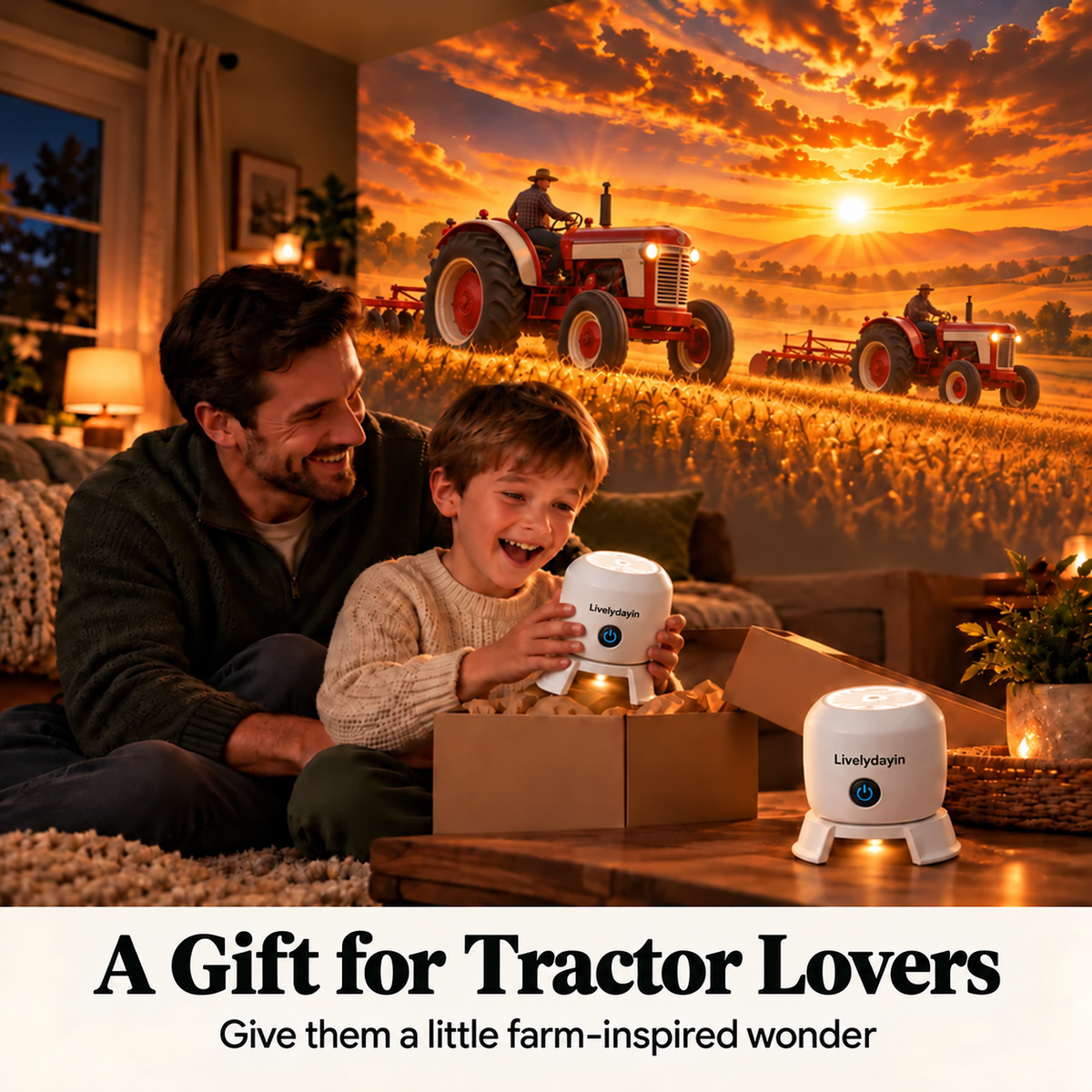 ⚡Last Day 50% OFF🚜 Tractor & Farm Scene Room Projector – Wall & Ceiling Décor for Tractor Lovers