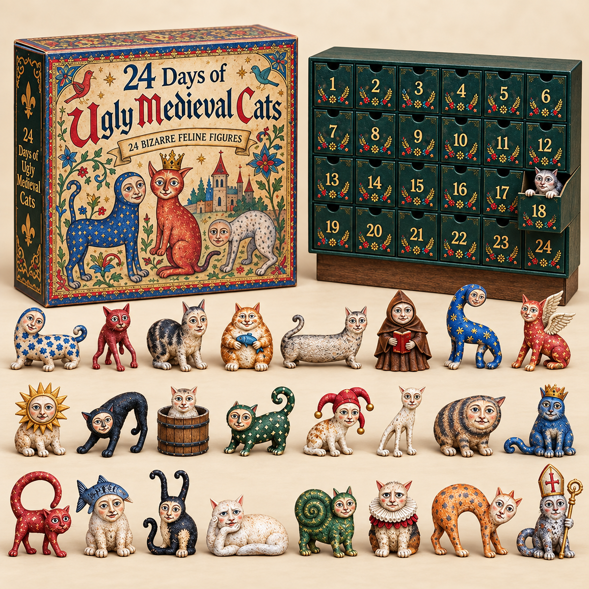 🔥🐈🏰 24 Days of Ugly Medieval Cats – Hilariously Weird Cat Advent Calendar 2026💕