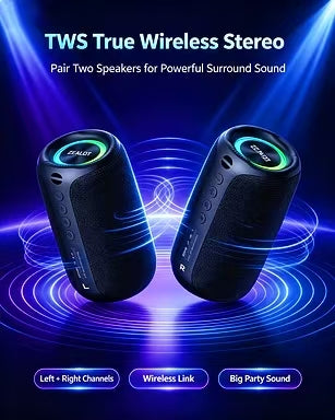 ZEALOT M2 Portable Bluetooth Speaker | 360° Surround HIFI Sound, RGB Lights, 1800mAh Battery, Outdoor Wireless Speaker