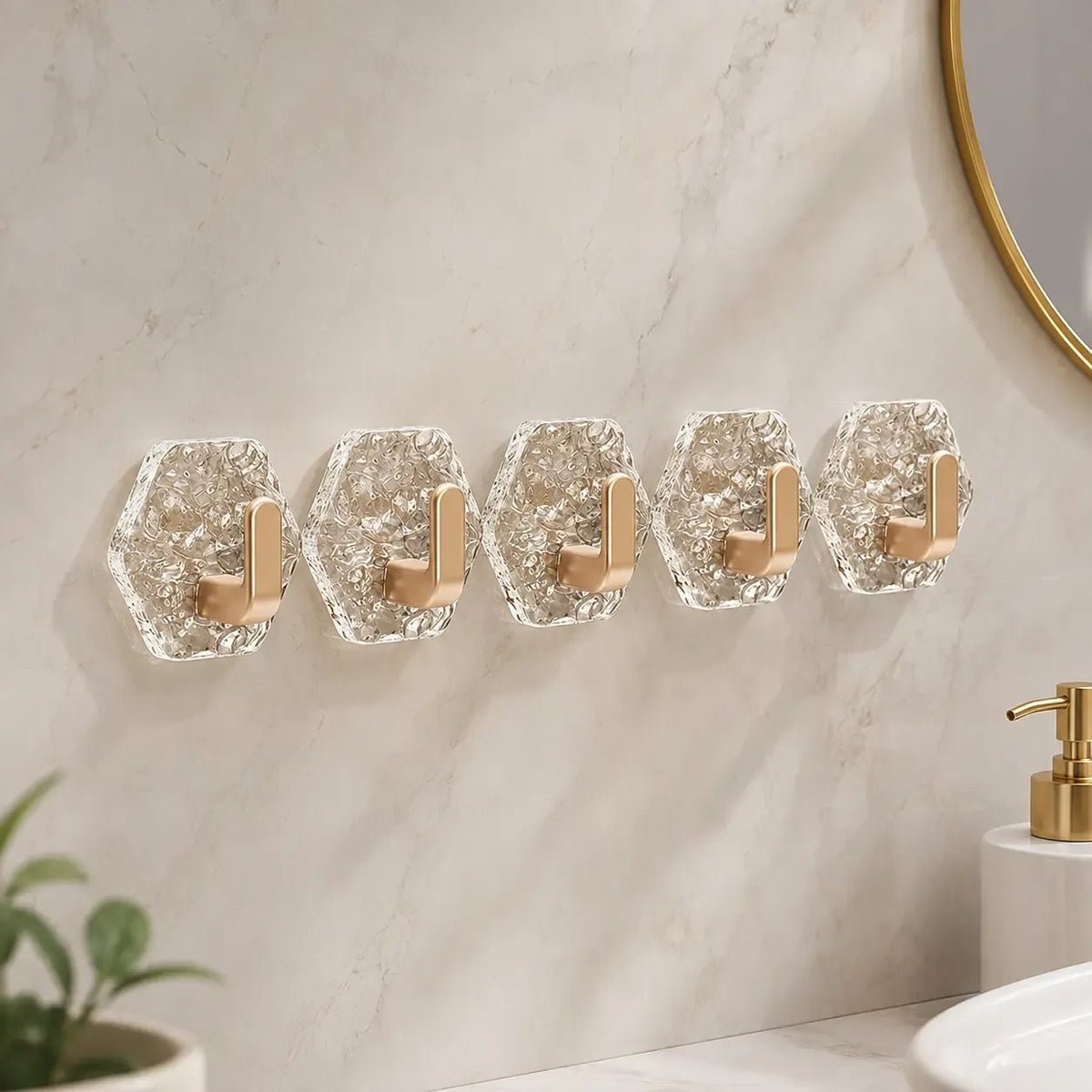 ⚡Heavy-Duty Plastic Self-Adhesive Hexagonal Ripple Hooks