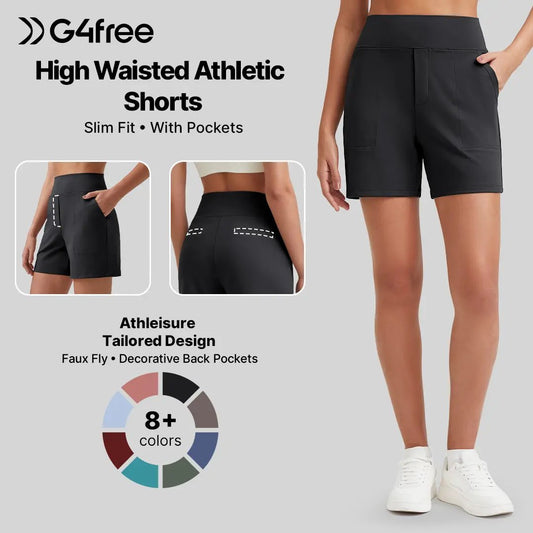 🔥Women's High-Waisted Athletic Bermuda Shorts with Pockets – Running, Yoga, Summer Casual Activewear