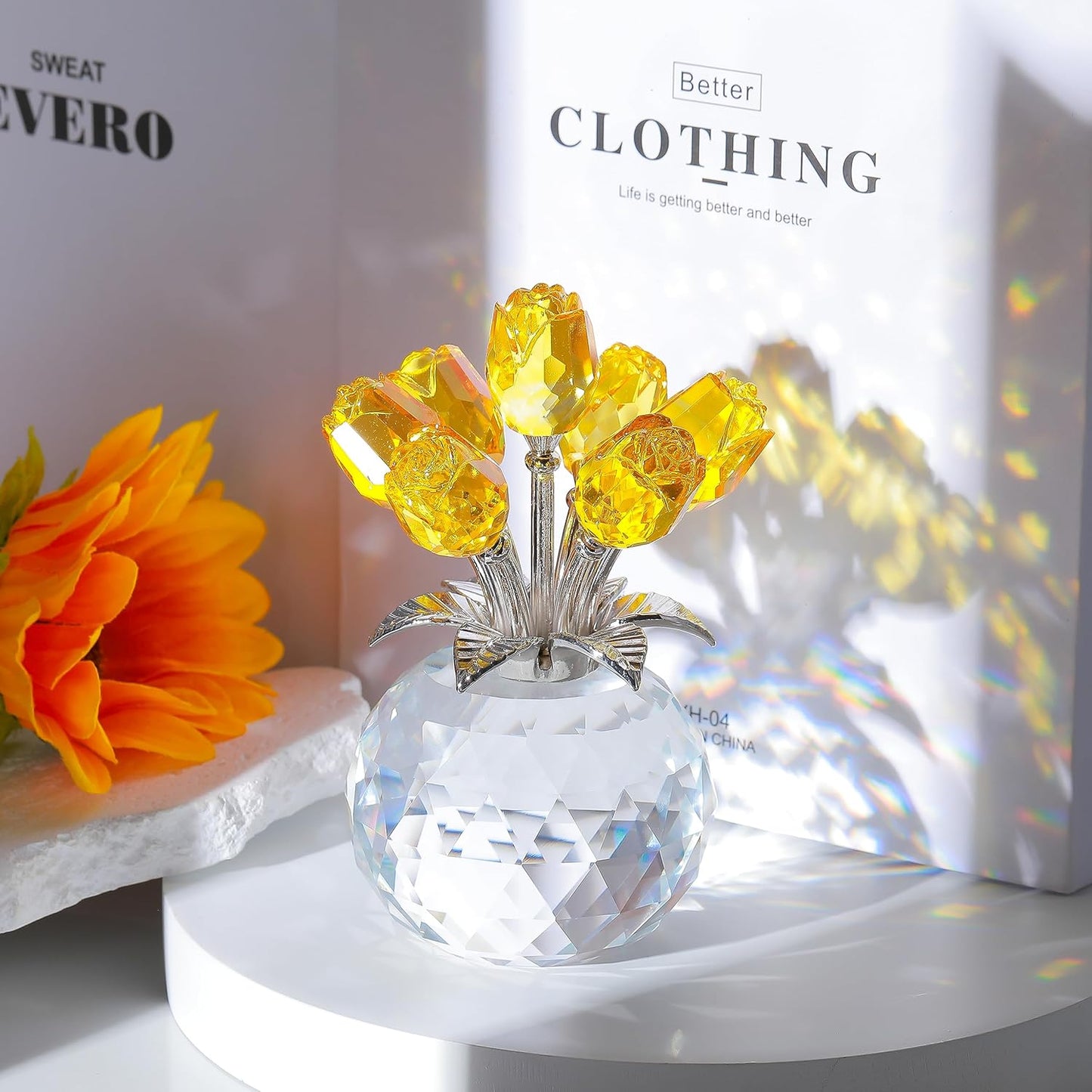 💖Hot Sale 49% OFF💎Crystal Colorful Rose Flower Vase