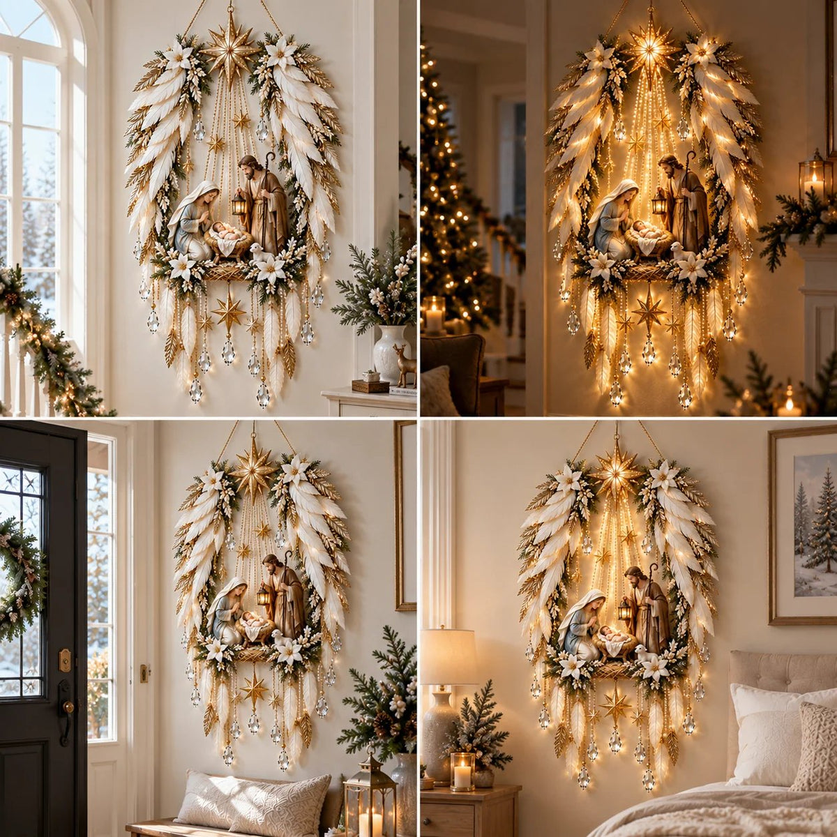 Angel Wings Nativity Light | Illuminated Christmas Wall Decor
