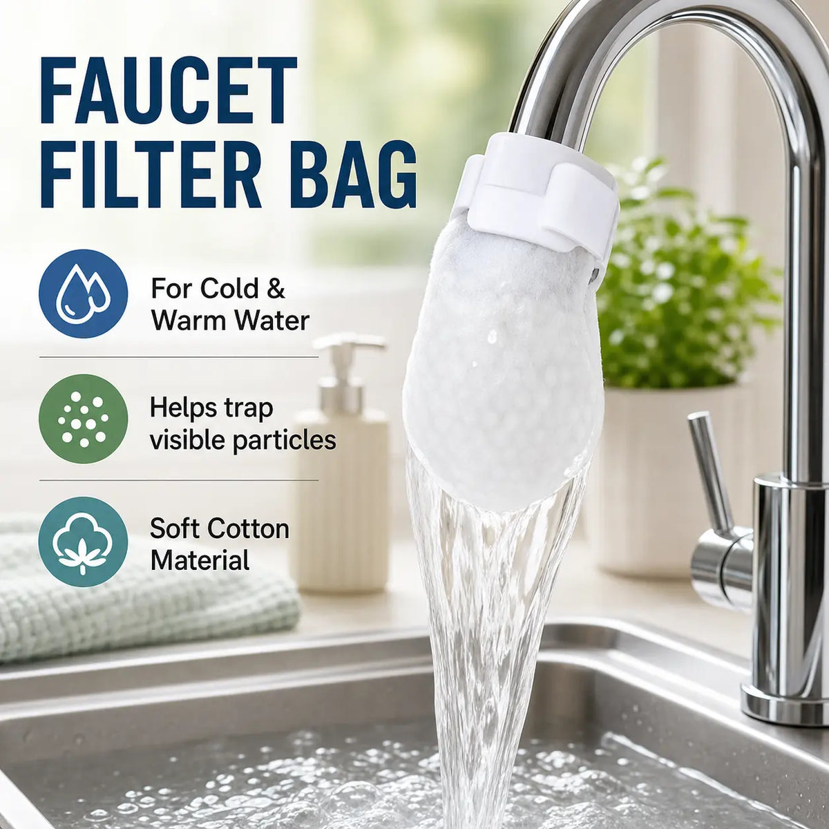 🔥 Cotton Faucet Filter Bags – Sediment & Splash Filter
