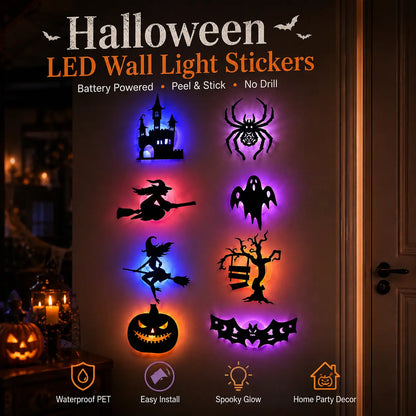 🎃Halloween LED Wall Decor Lights, Peel & Stick Battery Powered Silhouette Stickers
