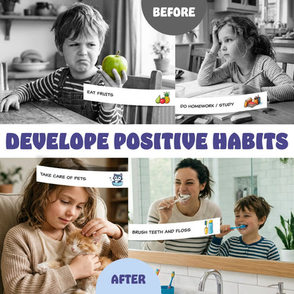 Kids Daily Routine & Chore Chart – Visual Sliding Checklist with 108 Task Cards & Stickers