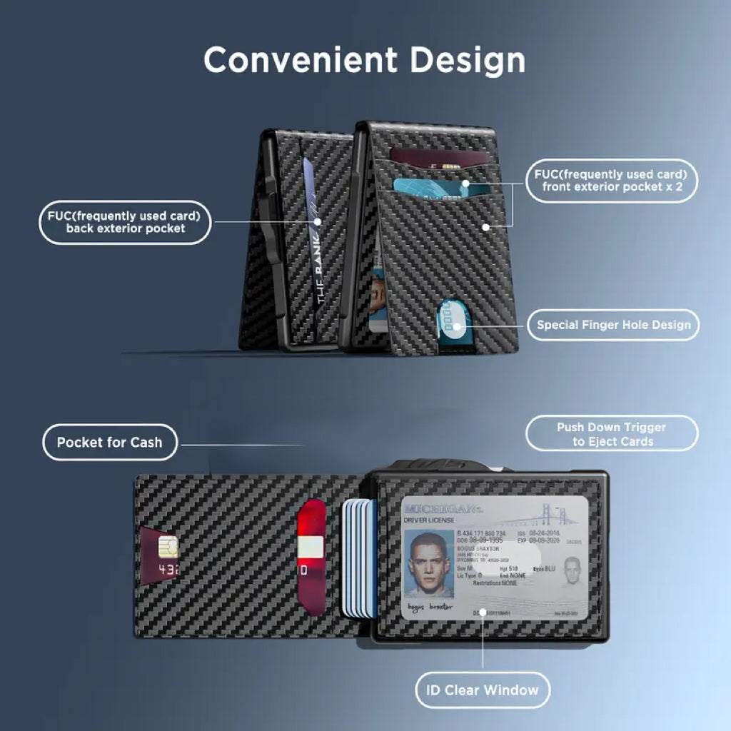 🔥2026 New Wallet for Men - Pop Up Case, Cash Slot, and Credit Card Slot - Aluminum Wallet with RFID Blocking, Minimalist Leather Wallet Front Pocket with ID Window