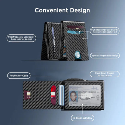 🔥2026 New Wallet for Men - Pop Up Case, Cash Slot, and Credit Card Slot - Aluminum Wallet with RFID Blocking, Minimalist Leather Wallet Front Pocket with ID Window