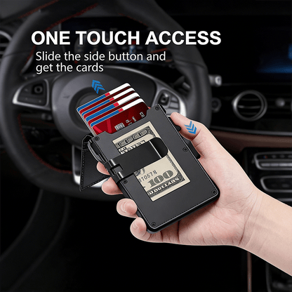 🔥Slim Pop-Up RFID Wallet for Men – Secure Aluminum Card Holder with Cash Slot & ID Window