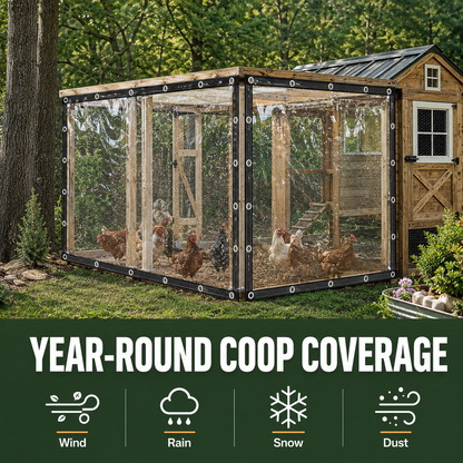☀️Clear Waterproof PE Tarp, Transparent Outdoor Cover with Metal Grommets🛡️