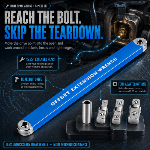 ⚡3/8' Offset Extension Wrench Set – Reach Tight Bolts Without Removing Parts