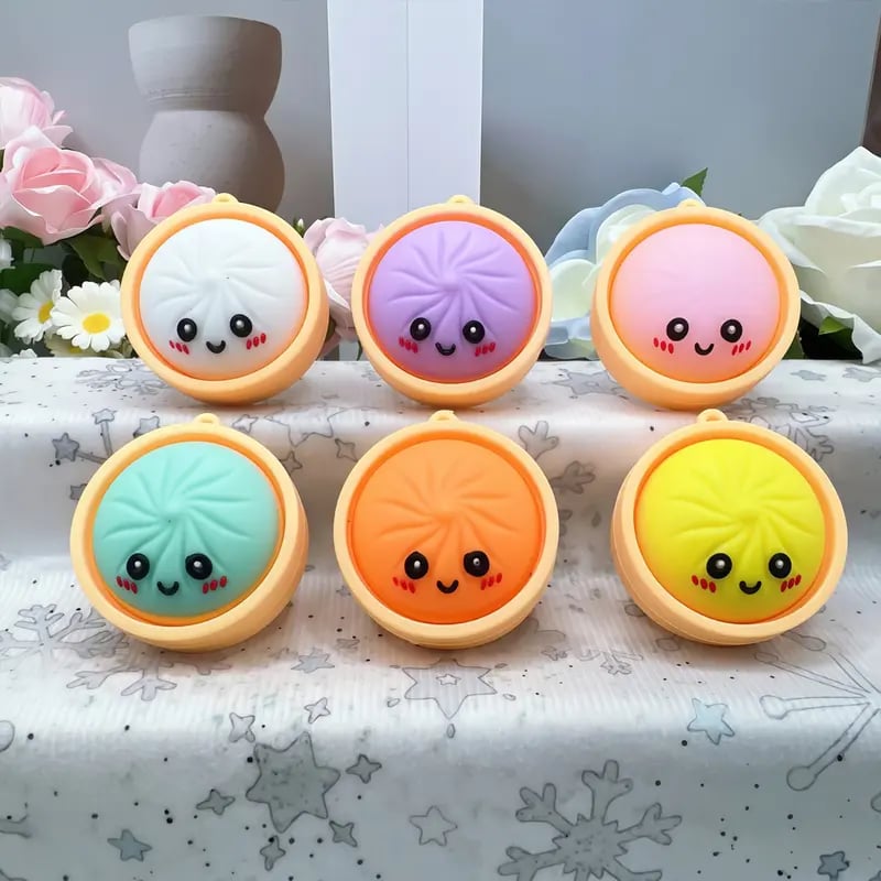 🥟Cute Dumpling Pressable Fidget Keychain-touch sensing light