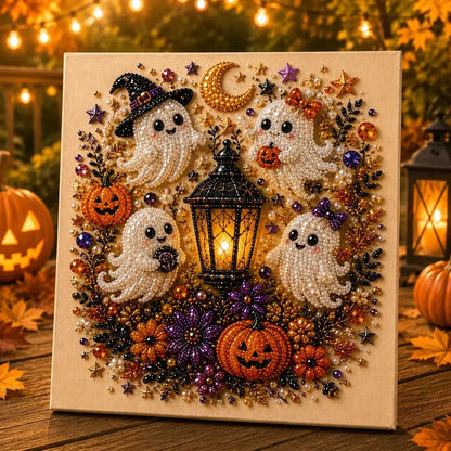 🧙🏼‍♀️Spooky-Cute Ghost Pearl Art DIY Kit – 8" × 8" Halloween Diamond Painting