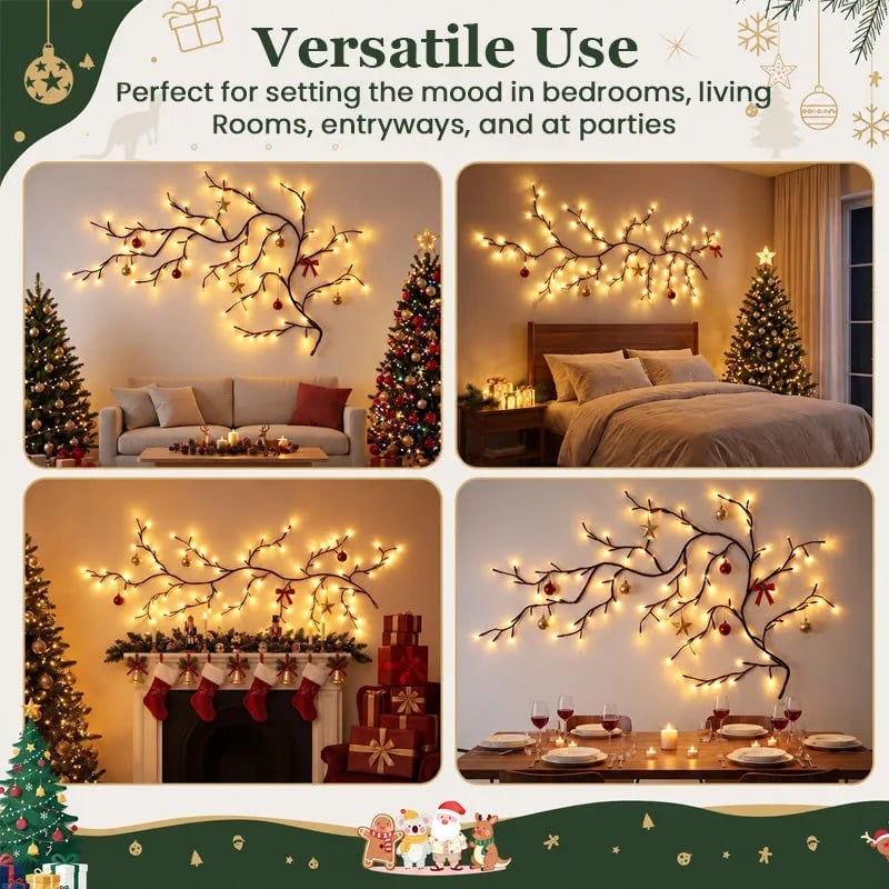 🎄✨New-2026 Flexible LED Branch Lights with Remote | Christmas Bendable Vine Wall Decor