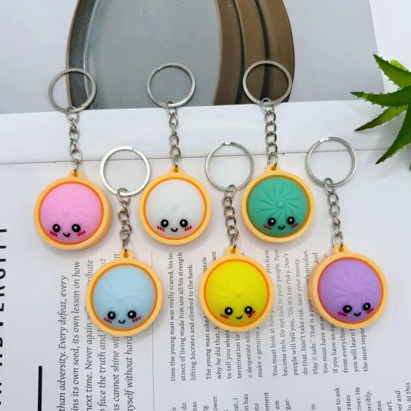 🥟Cute Dumpling Pressable Fidget Keychain-touch sensing light