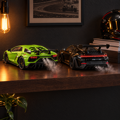🏎️ Track-Inspired Sports Car Display Model – Exhaust Mist Effect Collector Decor