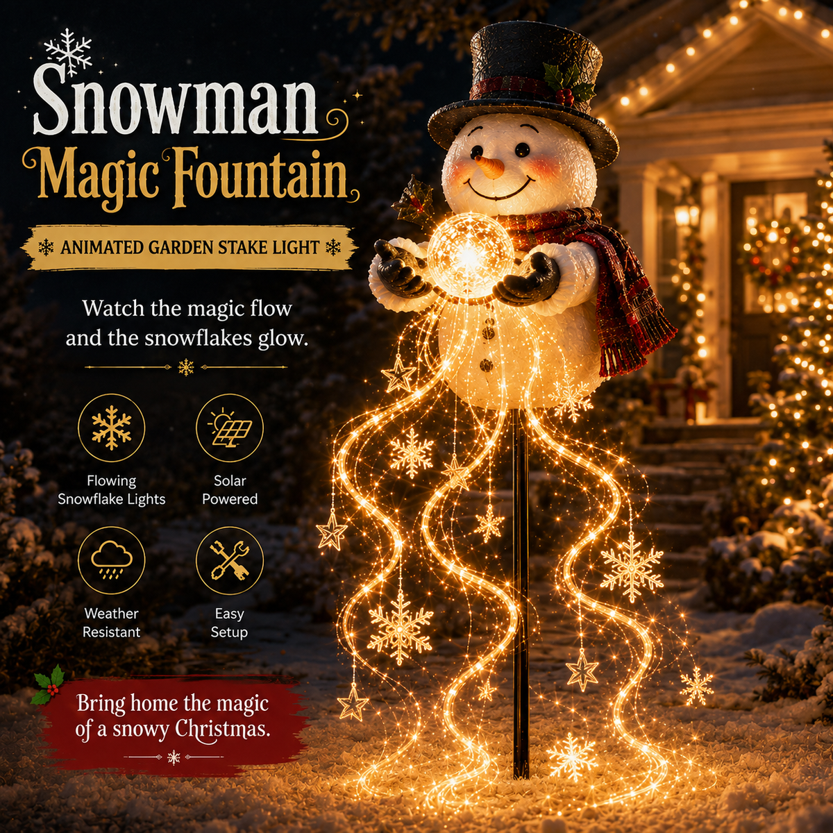 ❄️49% OFF🎄 Snowman Magic Fountain™-Flowing Snowflake LED Christmas Garden Light