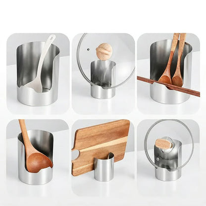 🧑‍🍳 Multi-Functional Kitchen Utensil Holder – Holds pot lids, spatulas & cutting boards. Thickened stainless steel, space‑saving