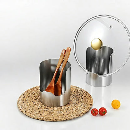 🧑‍🍳 Multi-Functional Kitchen Utensil Holder – Holds pot lids, spatulas & cutting boards. Thickened stainless steel, space‑saving