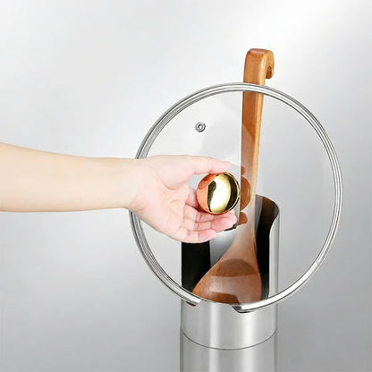 🧑‍🍳 Multi-Functional Kitchen Utensil Holder – Holds pot lids, spatulas & cutting boards. Thickened stainless steel, space‑saving
