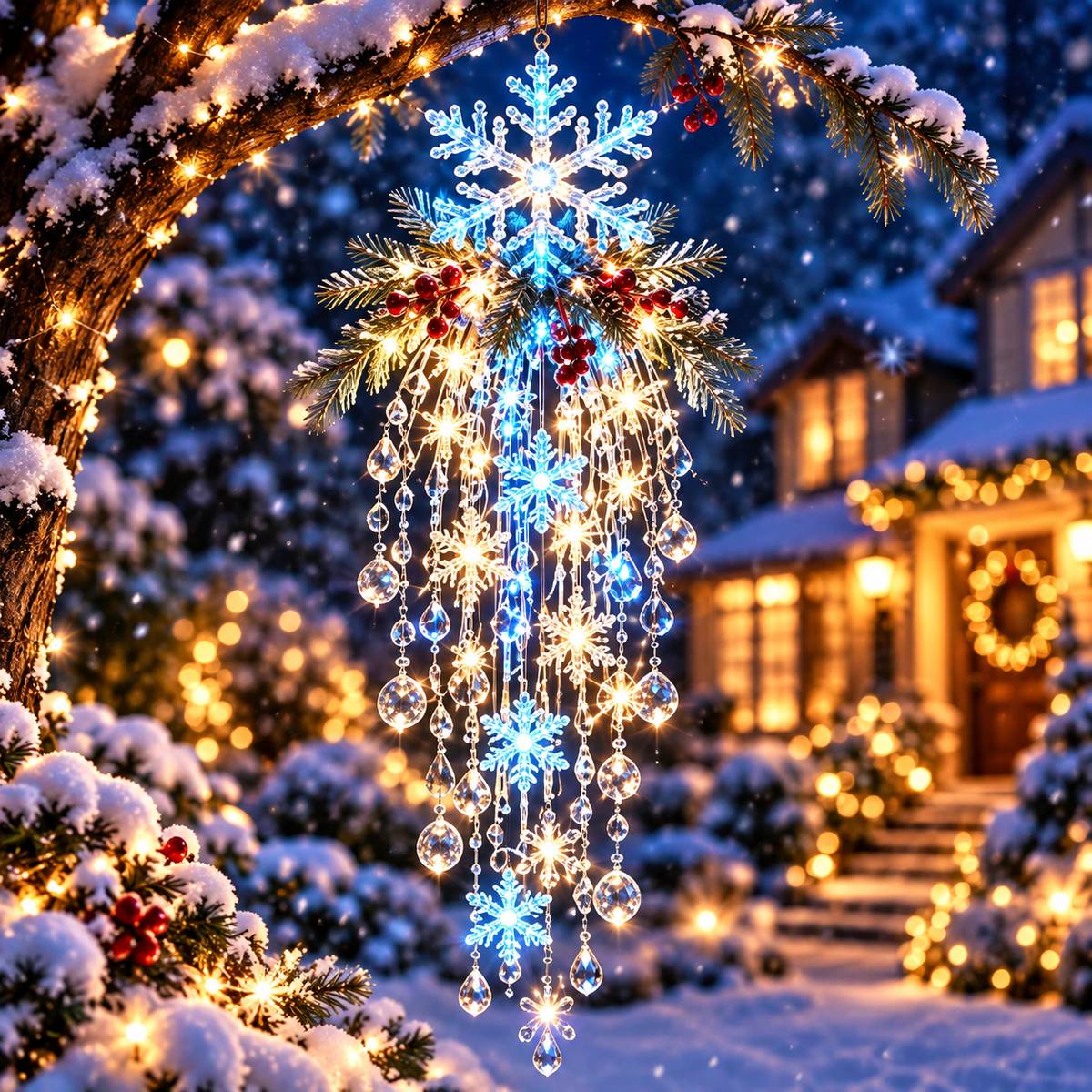 ❄️✨Crystal Cascade Christmas Snowflake LED Hanging Light✨