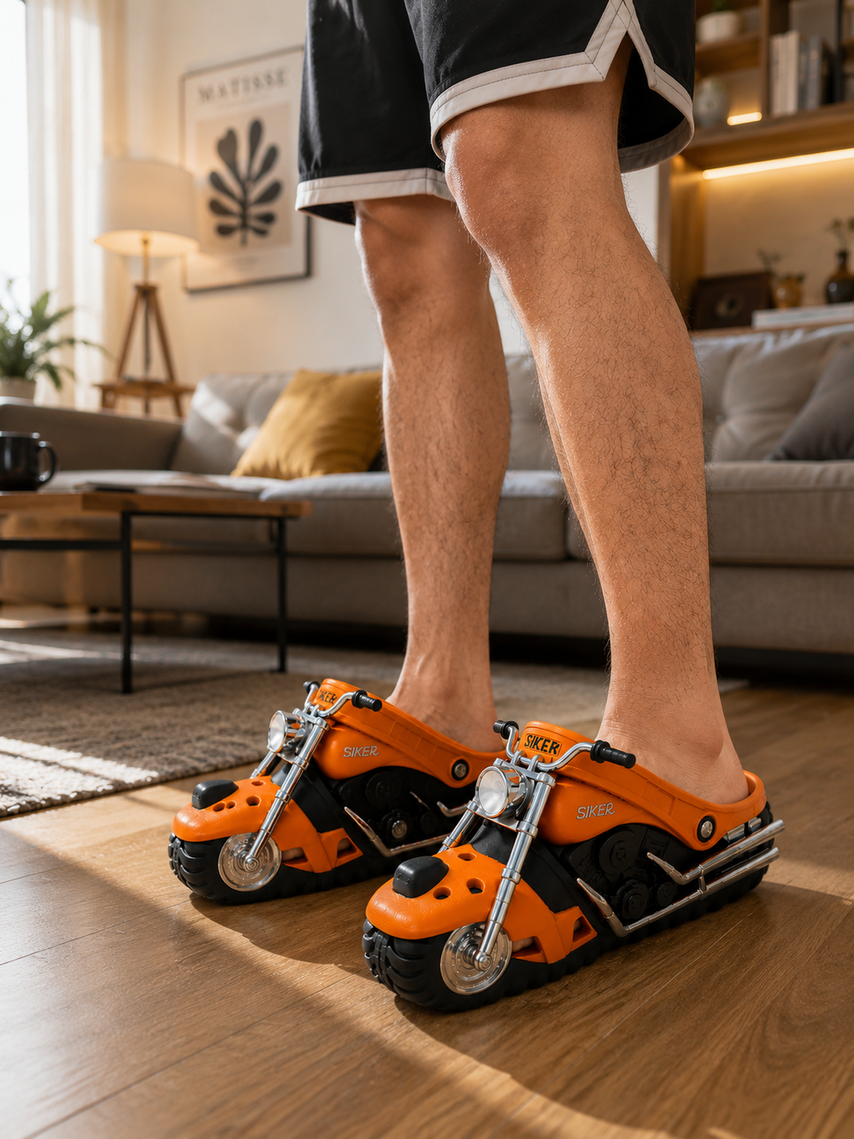 🏍️🔥 Motorcycle Slippers – Real LED Headlights, Unique Design, Non-Slip, Water-Friendly🔥