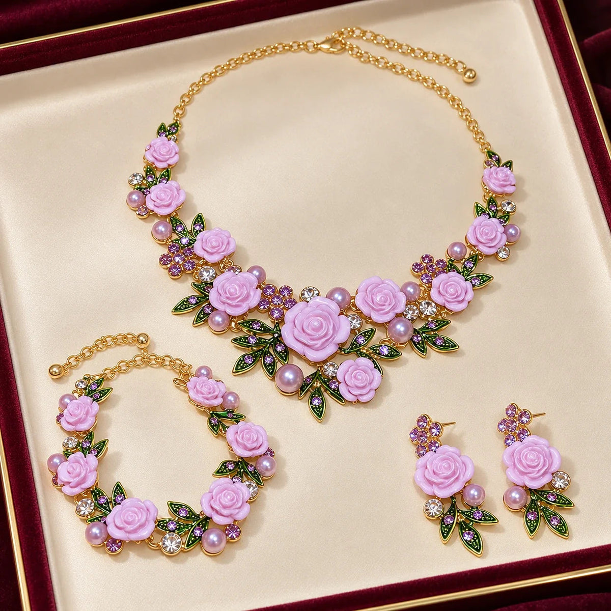 🪷Vintage Rose Garden Pearl & Crystal Jewelry Collection