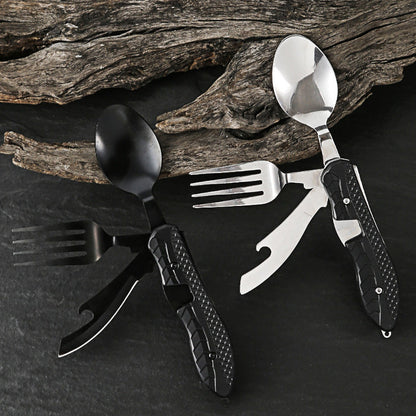 🎉Surprise 50% off！🏕️Must-have for outdoor trips 🍴🥄4-In-1 Outdoor Folding Multifunctional Tableware