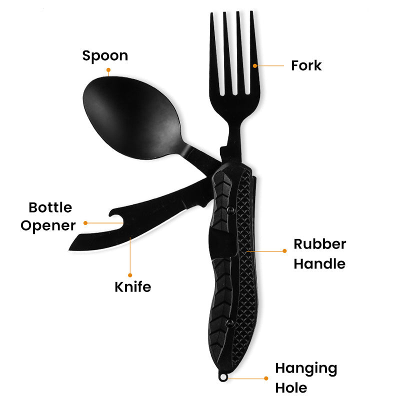 🎉Surprise 50% off！🏕️Must-have for outdoor trips 🍴🥄4-In-1 Outdoor Folding Multifunctional Tableware