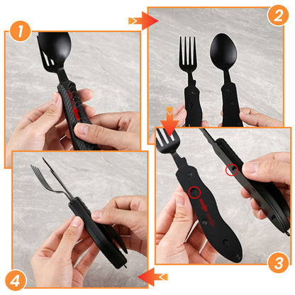 🎉Surprise 50% off！🏕️Must-have for outdoor trips 🍴🥄4-In-1 Outdoor Folding Multifunctional Tableware