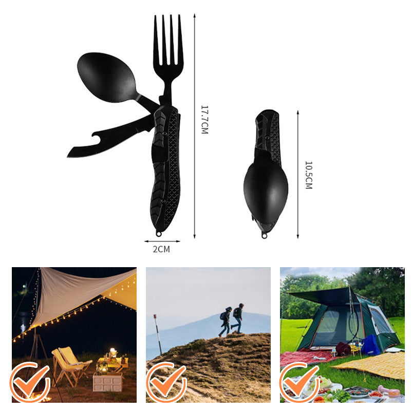 🎉Surprise 50% off！🏕️Must-have for outdoor trips 🍴🥄4-In-1 Outdoor Folding Multifunctional Tableware