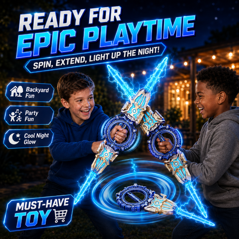 ⚡ 360° Spinning Extendable Light-Up Double-Blade Toy